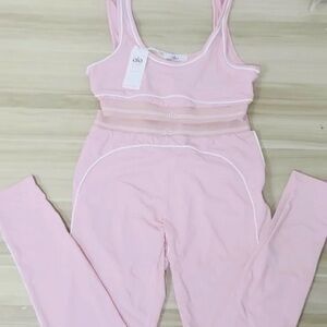 ALO Yoga Pink Leggings and Top Set